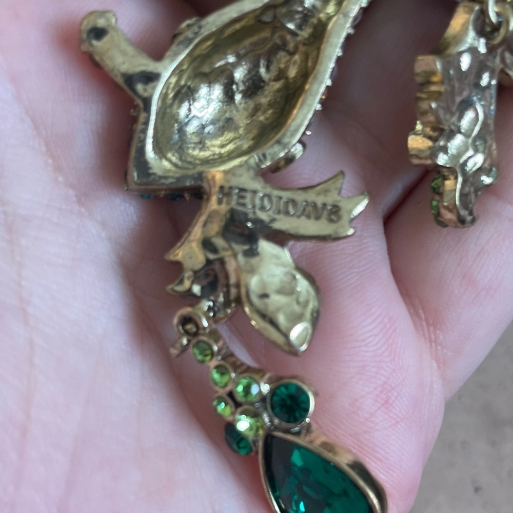 Heidi Daus Green Crystal Statement Necklace Teardrop - Picture 8 of 8
